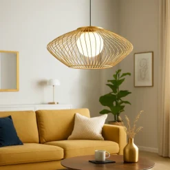Lampadari Moderni-Maytoni lampadario design metallo oro per soggiorno plec