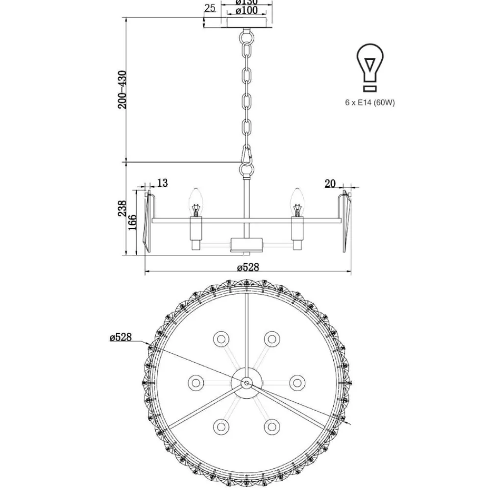 Lampadario Camera Da Letto-Maytoni lampadario elegante sei luci vetro oro per camera da letto