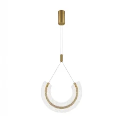 Lampadario Camera Da Letto-Maytoni lampadario led 18w 3000k maya arco pendente oro vetro lavorato
