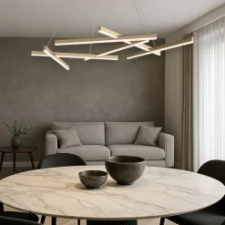 Lampadari Moderni-Maytoni lampadario line tagli di luce oro moderno led 75w 3000k per soggiorno