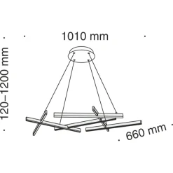 Lampadari Moderni-Maytoni lampadario line tagli di luce moderno led 75w 3000k nero per soggiorno