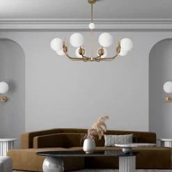 Lampadari Moderni-Maytoni lampadario oro ottone 8 luci per soggiorno salotto