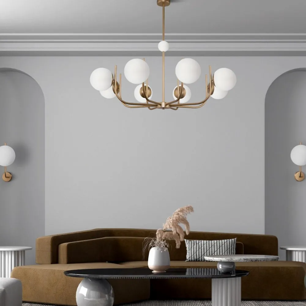 Lampadari Moderni-Maytoni lampadario oro ottone 8 luci per soggiorno salotto