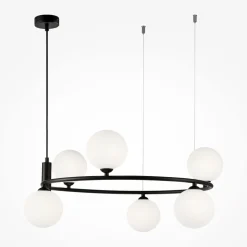 Lampadari Cucina-Maytoni lampadario per cucina moderna ring nero sfere vetro bianco