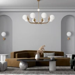 Lampadari Moderni-Maytoni lampadario per salotto rendez-vous contemporaneo oro ottone
