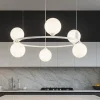 Lampadari Cucina-Maytoni lampadario ring per cucina moderna bianco sfere vetro bianco