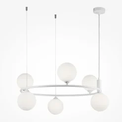 Lampadari Cucina-Maytoni lampadario ring per cucina moderna bianco sfere vetro bianco