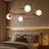 Lampadario Camera Da Letto-Maytoni lampadario ring per camera da letto oro sfere vetro bianco