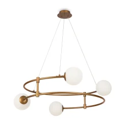Lampadario Camera Da Letto-Maytoni lampadario ring per camera da letto oro sfere vetro bianco