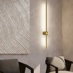 Applique Da Parete-Maytoni light stick applique lunga bacchetta led oro ottone 10w 3000k moderna