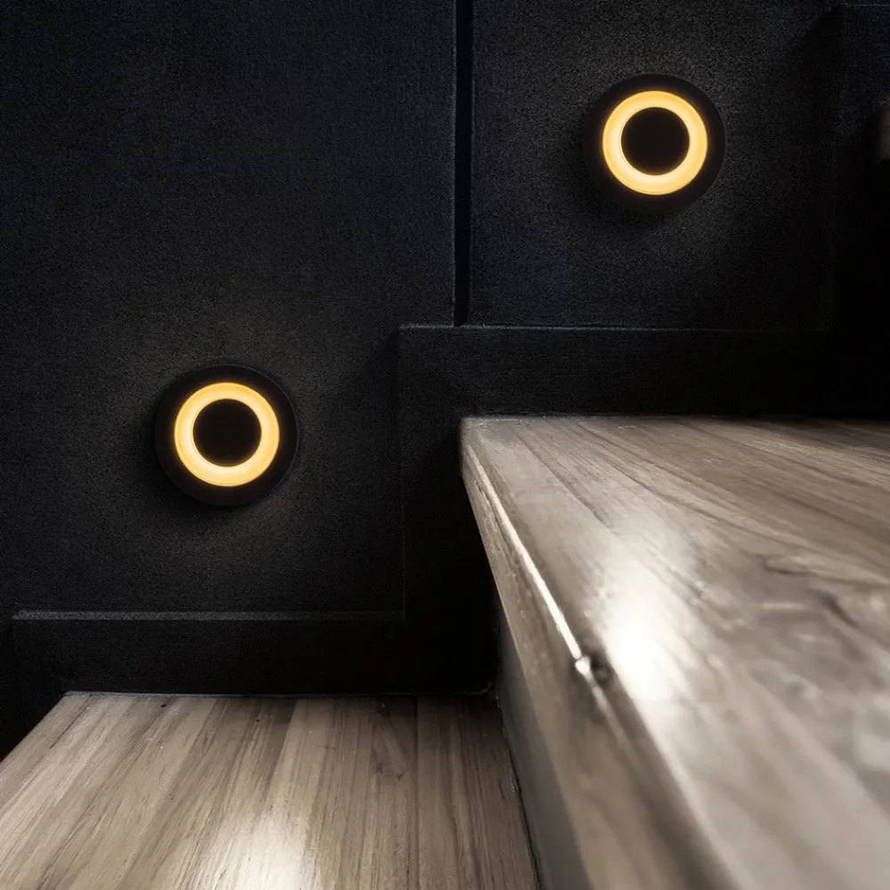 Segnapasso Led-Maytoni limo segnapasso da esterno circolare nero led 3000k ip65