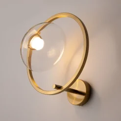 Applique Da Parete-Maytoni lunare applique da parete circolare colore oro led 3000k