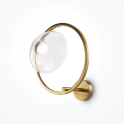 Applique Da Parete-Maytoni lunare applique da parete circolare colore oro led 3000k