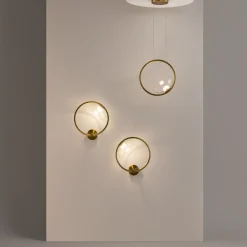 Applique Da Parete-Maytoni lunare applique da parete circolare colore oro led 3000k