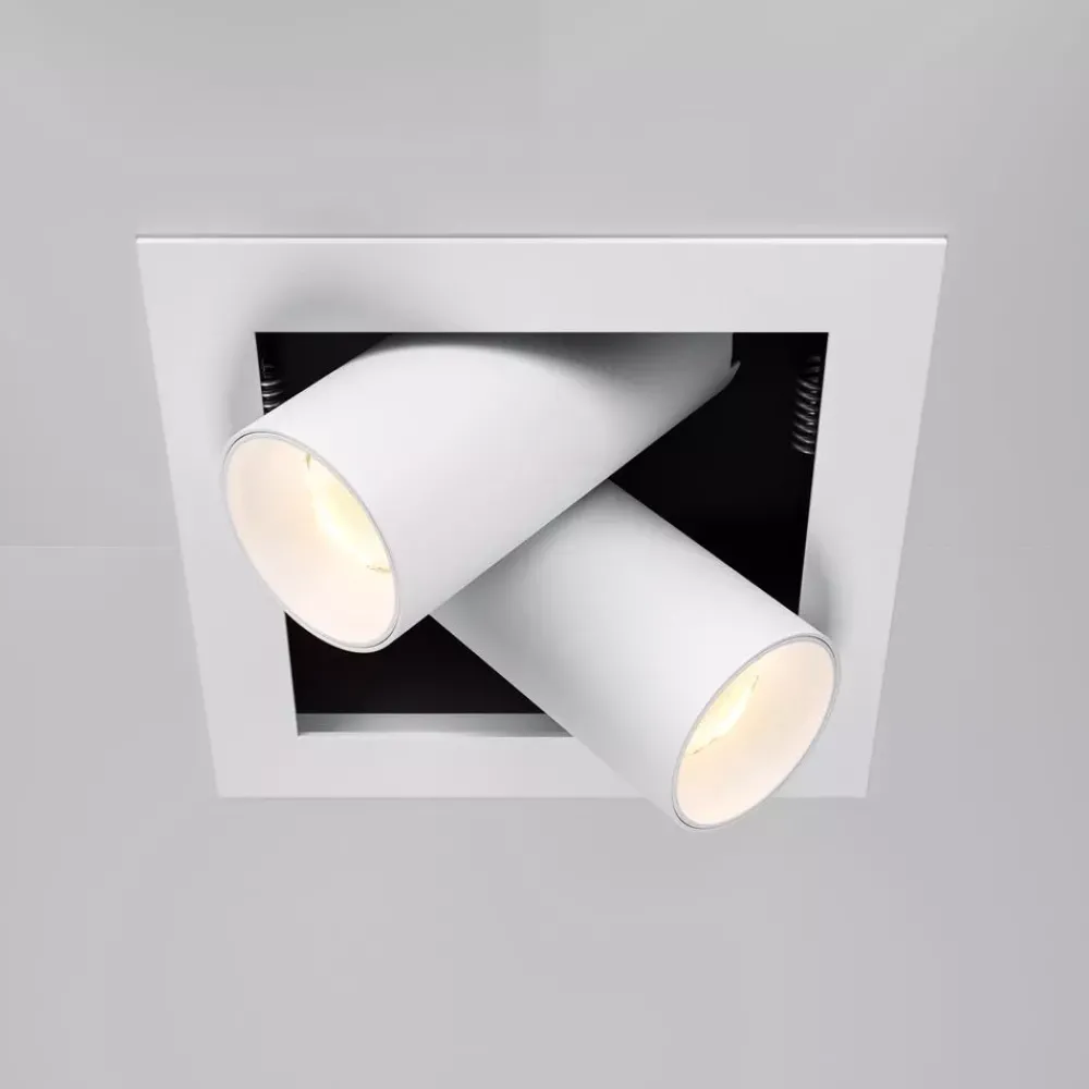 Faretti Da Incasso-Maytoni magnum faretto da incasso led 14w 3000k cestello bianco 2 luci orientabili