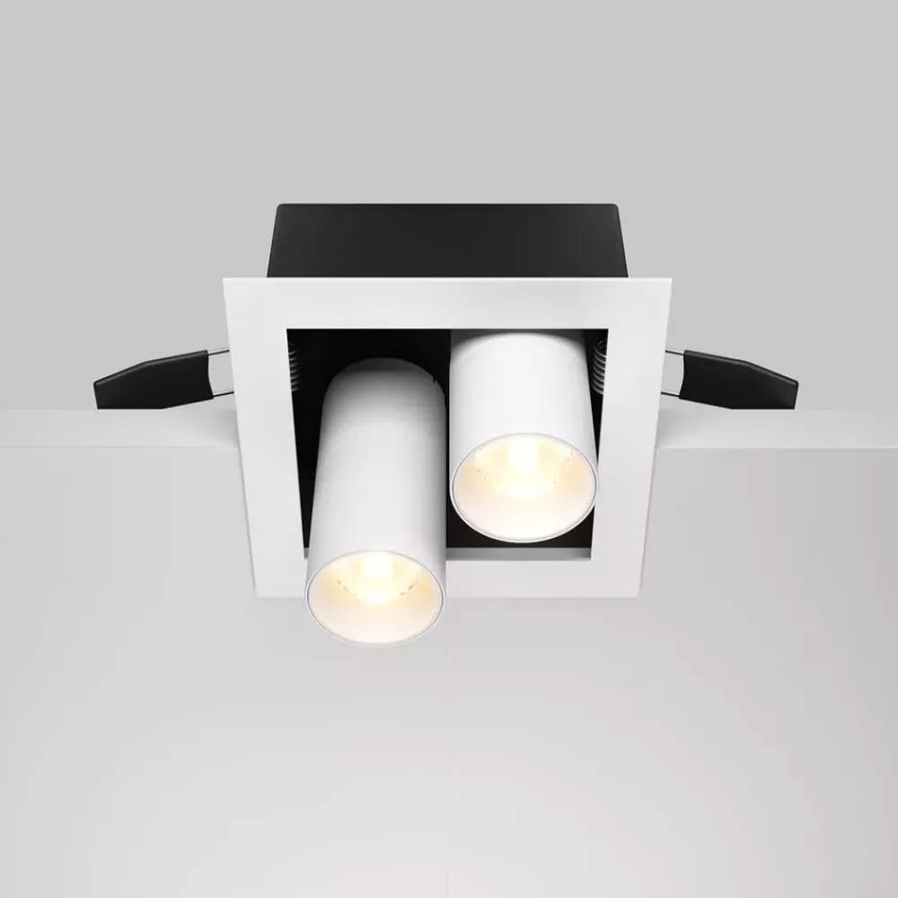 Faretti Da Incasso-Maytoni magnum faretto da incasso led 14w 3000k cestello bianco 2 luci orientabili