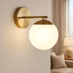 Applique Da Parete-Maytoni marble applique da parete colore oro con sfera in vetro