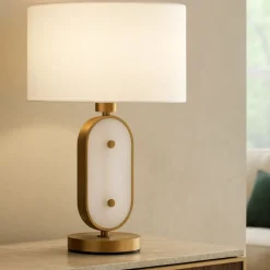 Lampade Da Tavolo-Maytoni marmo lampada da tavolo oro ottone stile contemporaneo