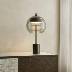 Lampade Da Tavolo-Maytoni mystic lampada da tavolo moderna nera paralume sferico