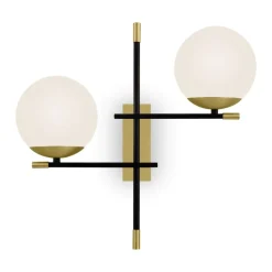 Applique Da Parete-Maytoni nostalgia applique da parete nero oro 2 luci sfere vetro per soggiorno
