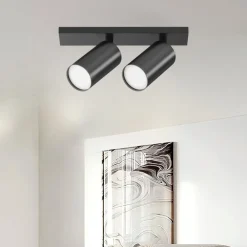 Plafoniere Moderne-Maytoni plafoniera nera da soffitto per cucina con faretti orientabili focus