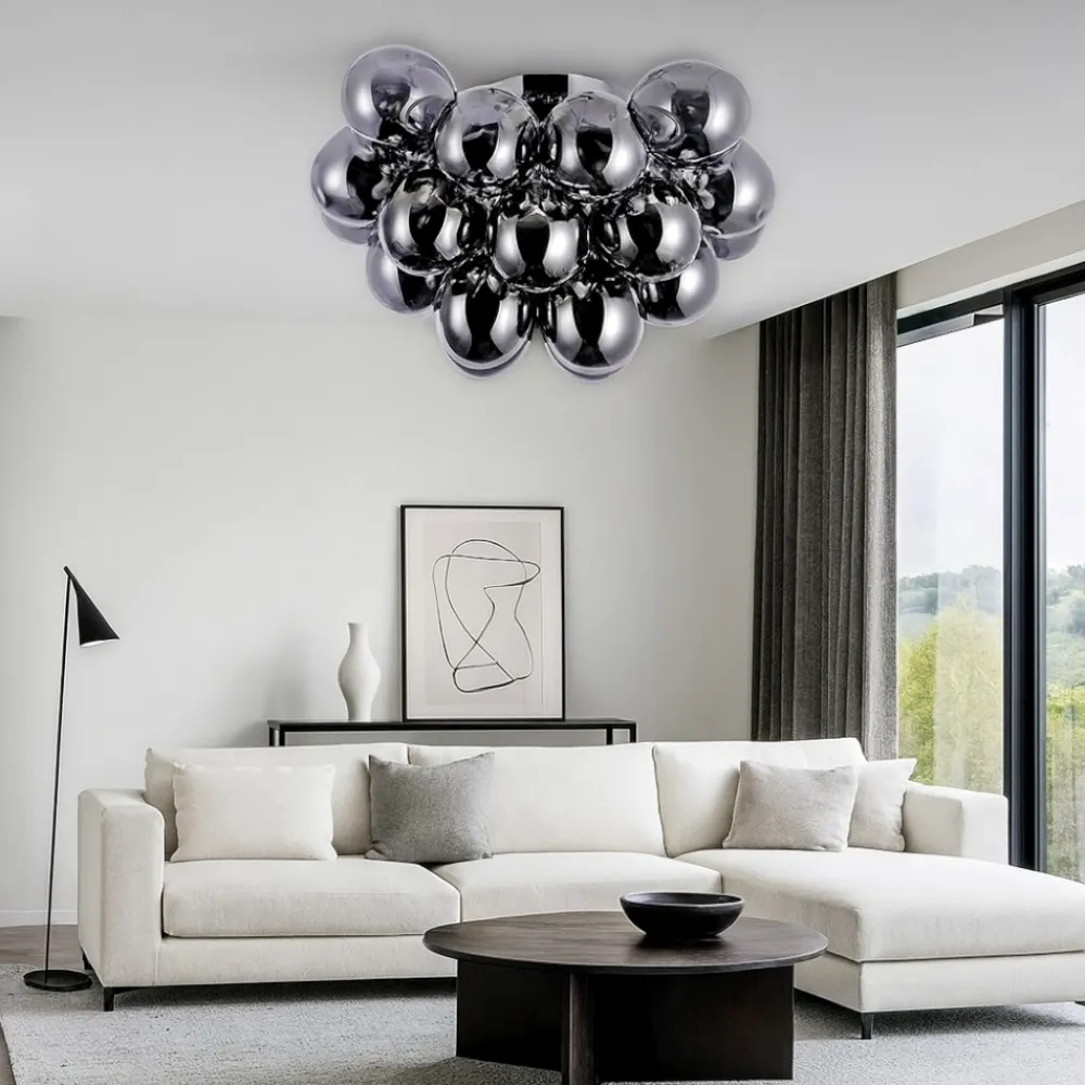 Plafoniere Moderne-Maytoni plafoniera per cucina moderna balbo con sfere in vetro fume