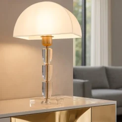 Lampade Da Tavolo-Maytoni prima lampada per tavolo soggiorno oro ottone paralume mezza luna