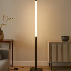 Lampade Da Terra-Maytoni ray lampada da terra moderna led 3000k nera cilindrica