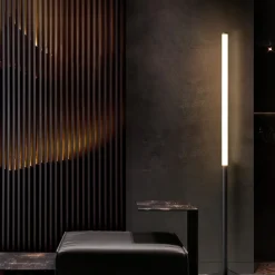 Lampade Da Terra-Maytoni ray lampada da terra moderna led 3000k nera cilindrica