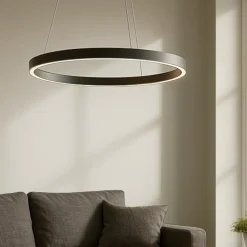 Lampadari Moderni-Maytoni rim lampadario anello moderno nero led 37w 4000k