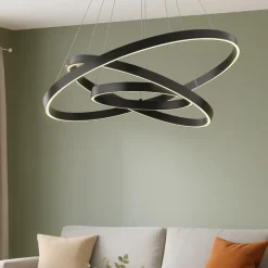 Lampadari Moderni-Maytoni rim lampadario moderno nero con 3 cerchi led 3000k