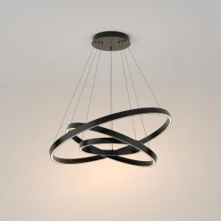 Lampadari Moderni-Maytoni rim lampadario moderno nero con 3 cerchi led 3000k