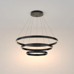 Lampadari Moderni-Maytoni rim lampadario moderno nero con 3 cerchi led 3000k