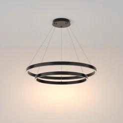 Lampadari Moderni-Maytoni rim lampadario moderno nero con 2 cerchi led 3000k