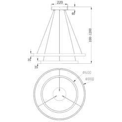 Lampadari Moderni-Maytoni rim lampadario moderno nero con 2 cerchi led 3000k