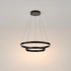 Lampadari Moderni-Maytoni rim lampadario moderno nero circolare led 3000k