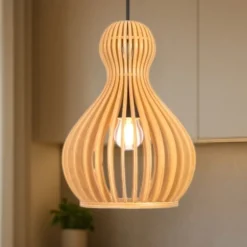 Lampade A Sospensione-Maytoni roots lampada a sospensione per cucina paralume in legno