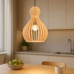 Lampade A Sospensione-Maytoni roots lampada a sospensione per cucina paralume in legno