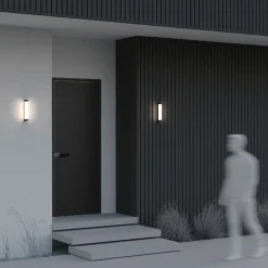 Applique Da Esterno-Maytoni rounge applique da esterno nero led 3000k ip54 moderno
