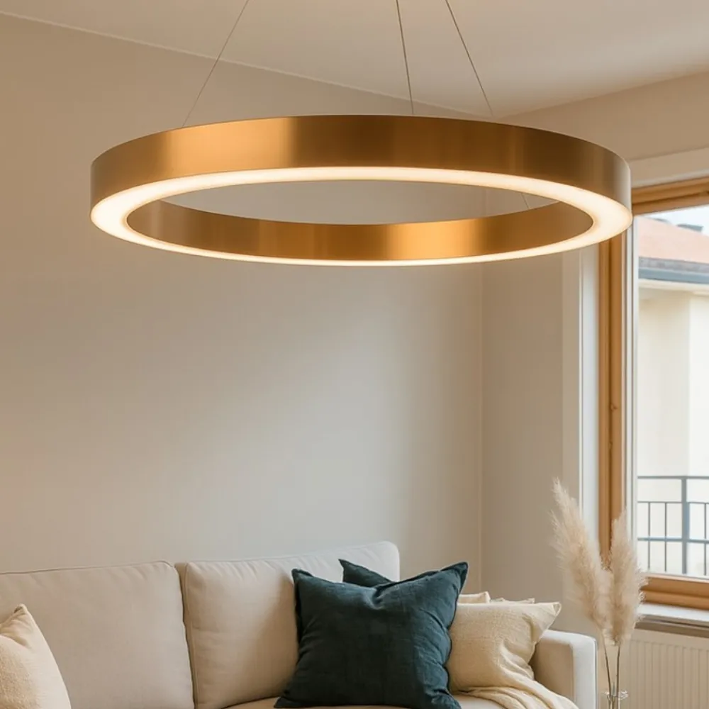 Lampadari Moderni-Maytoni saturno lampadario moderno circolare per salotto led 3500k