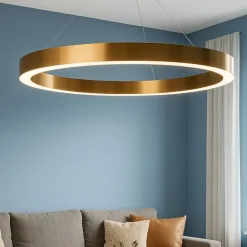 Lampadari Moderni-Maytoni saturno lampadario moderno tondo colore oro led 3500k