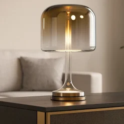 Lampade Da Tavolo-Maytoni spirito lampada da tavolo per salone vetro fume' oro led 18w 3000k dimmerabile