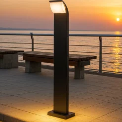 Lampioni Da Giardino-Maytoni stock lampione da giardino led 3000k ip65 colore nero