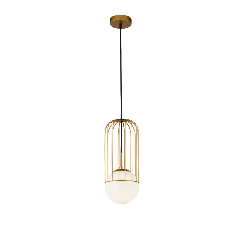 Lampadario Camera Da Letto-Maytoni telford lampadario stanza da letto oro sfera vetro bianco