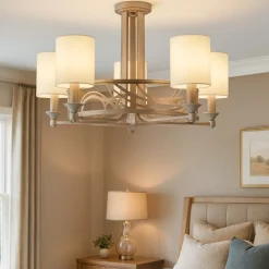 Lampadario Camera Da Letto-Maytoni vittoria lampadario camera da letto paralumi in tessuto