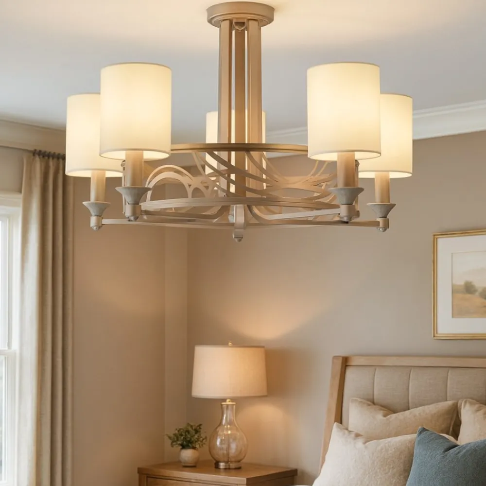 Lampadario Camera Da Letto-Maytoni vittoria lampadario camera da letto paralumi in tessuto