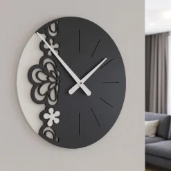 Orologi Da Parete Moderni-Selezionato da Mazzolaluce Merletto orologio da parete moderno legno nero