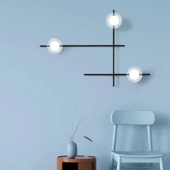 Applique Da Parete-Miloox Mikado applique moderno nero sfere vetro trasparente