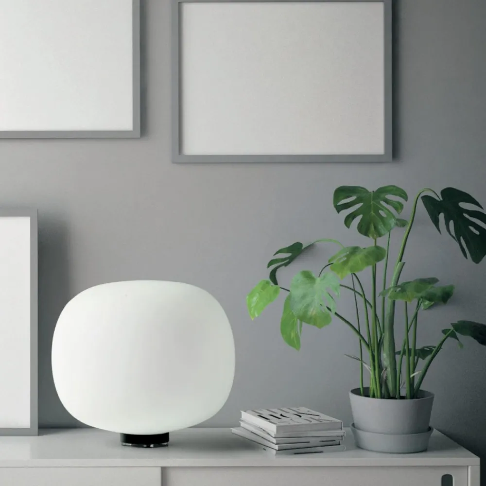 Lampade Da Tavolo-Sforzin Illuminazione Miloox bombo lampada da tavolo moderna nera vetro bianco