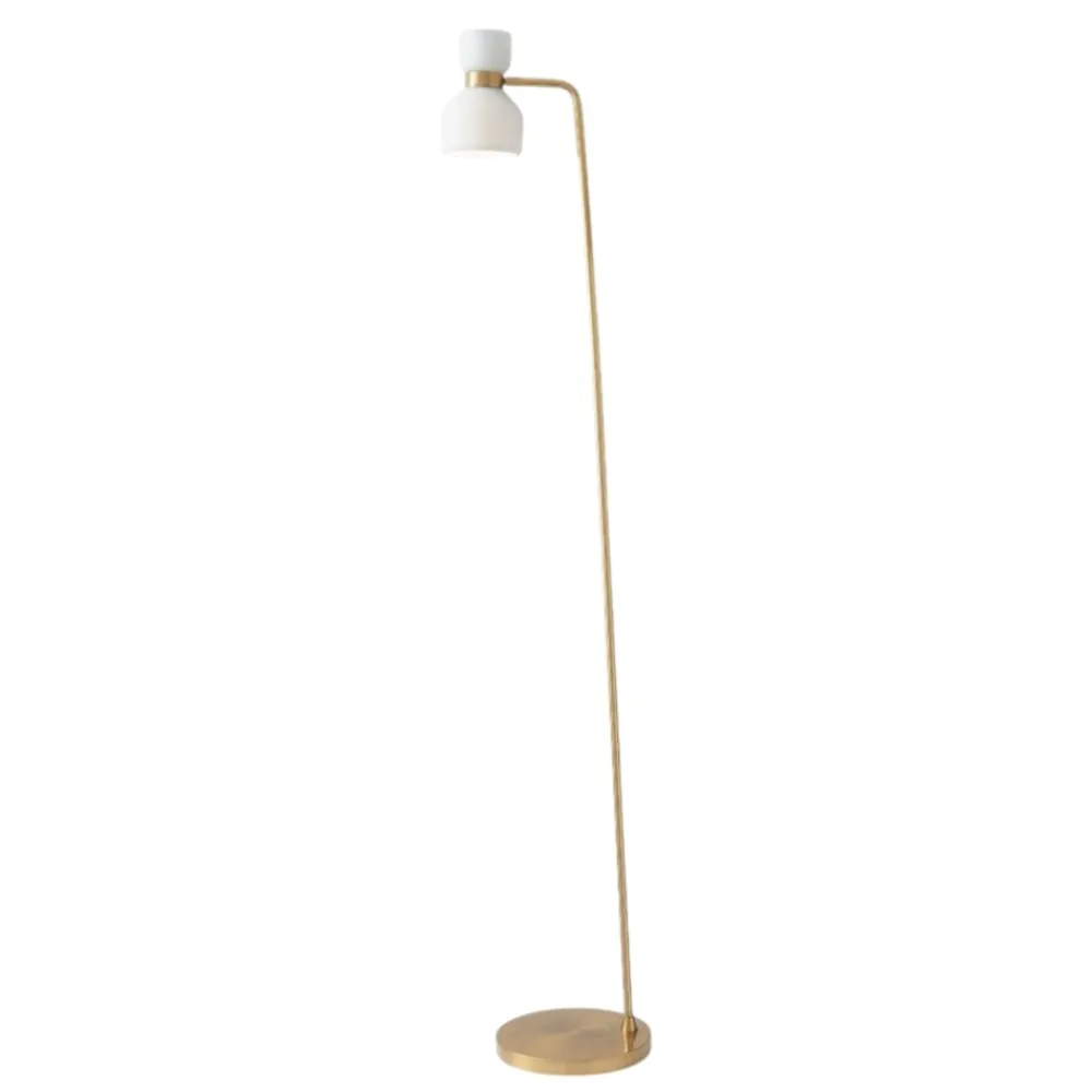 Lampade Da Terra-Miloox fifty piantana ottone vetro bianco orientabile